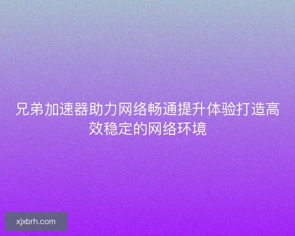兄弟加速器助力网络畅通提升体验打造高效稳定的网络环境