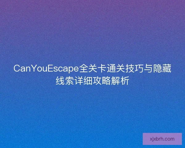 CanYouEscape全关卡通关技巧与隐藏线索详细攻略解析