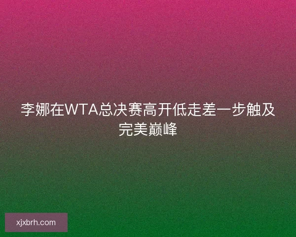 李娜在WTA总决赛高开低走差一步触及完美巅峰 李娜在WTA总决赛高开低走差一步触及完美巅峰