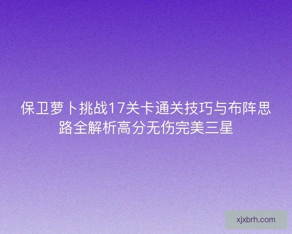 保卫萝卜挑战17关卡通关技巧与布阵思路全解析高分无伤完美三星